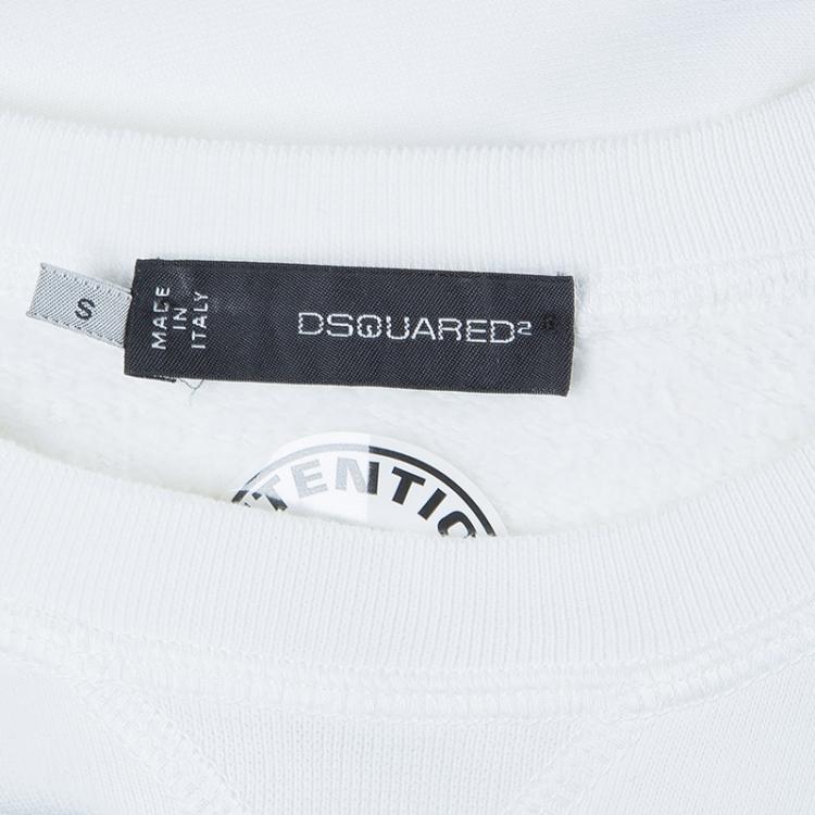Pre Owned Dsquared2 White Graphic Print Sweatshirt S