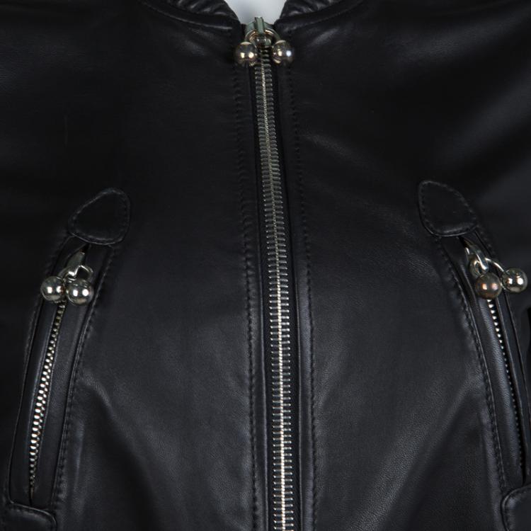 Pre Owned DSquared2 Black Leather Bomber Jacket M