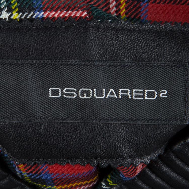 Pre Owned DSquared2 Black Leather Bomber Jacket M