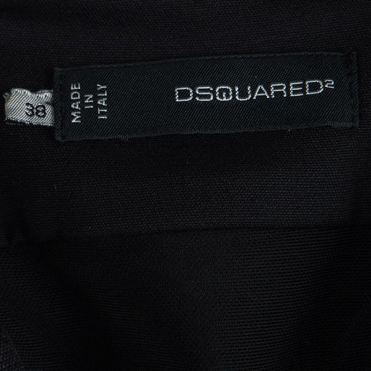 Pre Owned Dsquared2 Black Wool Goose Feather Detail Strapless Dress S