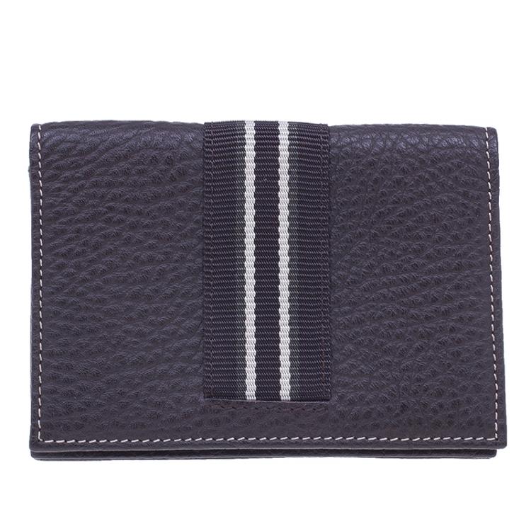 Pre Owned Dunhill Brown Leather Stripe Long Wallet with Card Holder