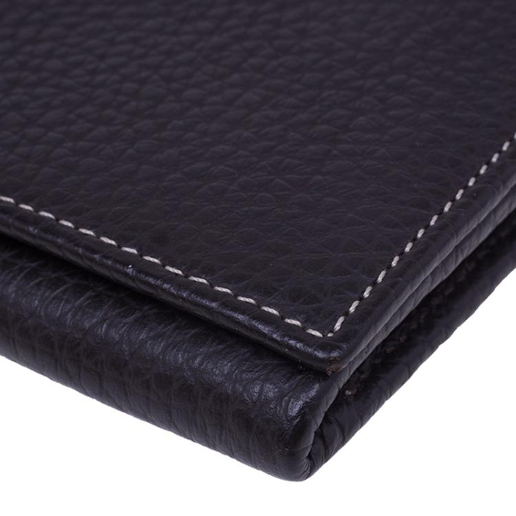 Pre Owned Dunhill Brown Leather Stripe Long Wallet with Card Holder