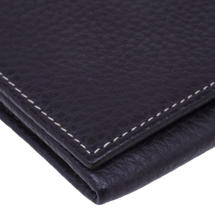 Pre Owned Dunhill Brown Leather Stripe Long Wallet with Card Holder