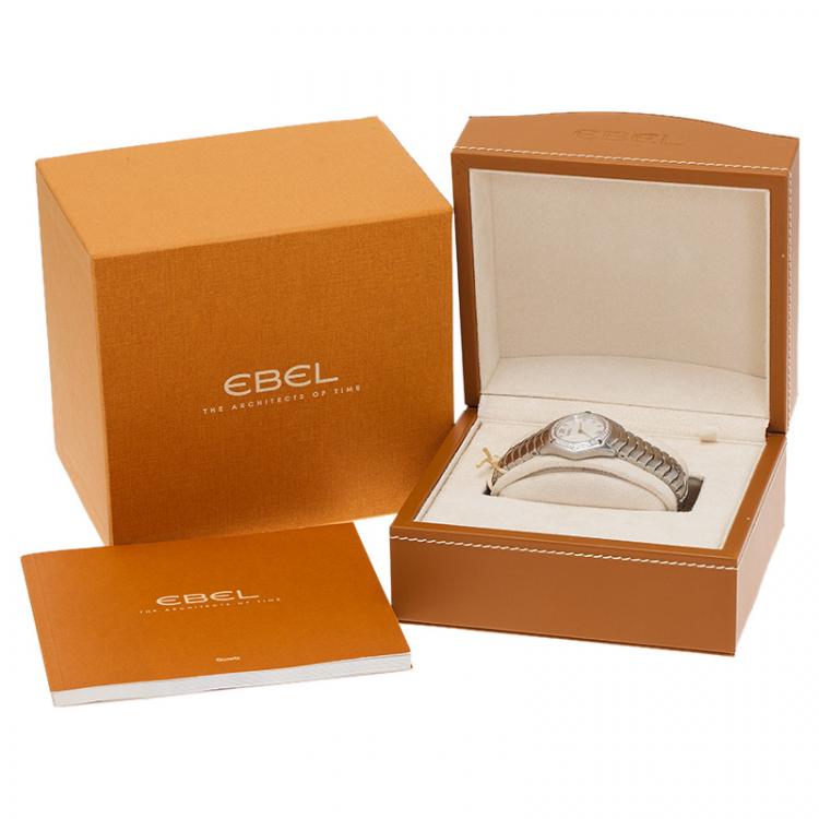 Pre Owned Ebel Mother of Pearl Stainless Steel Diamond Classic Women's Wristwatch 27MM