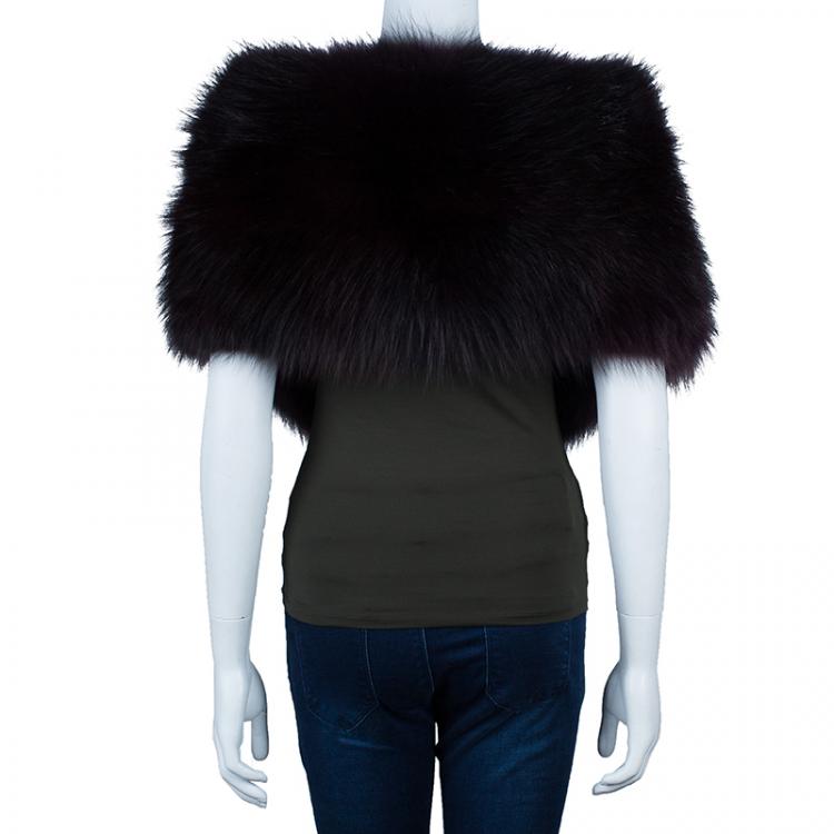 Pre Owned Elie Saab Amethyst Fox Fur Capelet OS