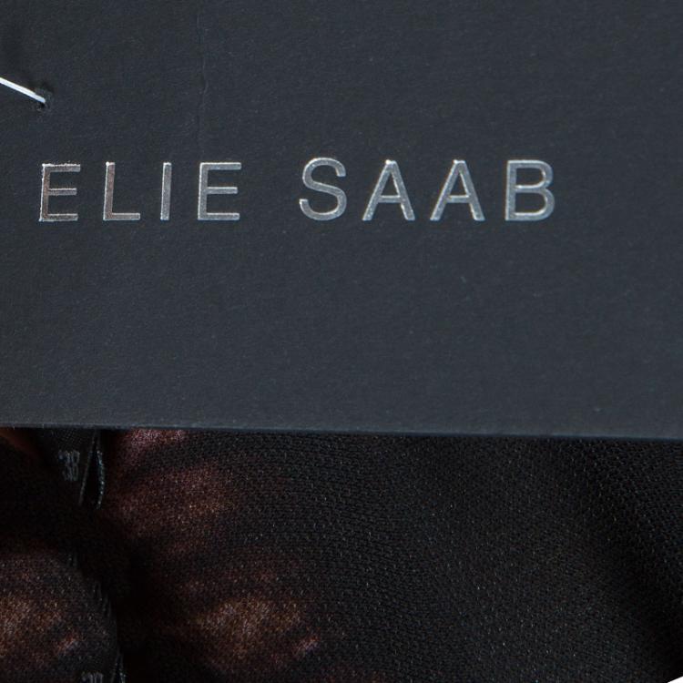 Pre Owned Elie Saab Black Floral Print Dress M