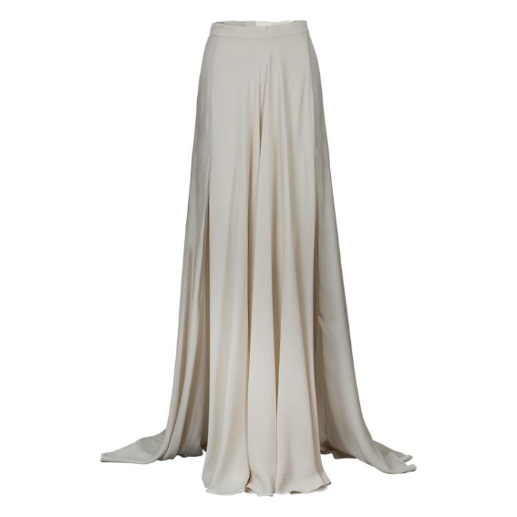 Pre Owned Elie Saab Ivory Double Slit Maxi Skirt M