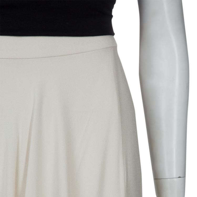 Pre Owned Elie Saab Ivory Double Slit Maxi Skirt M