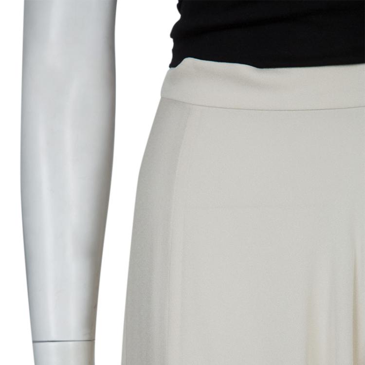 Pre Owned Elie Saab Ivory Double Slit Maxi Skirt M