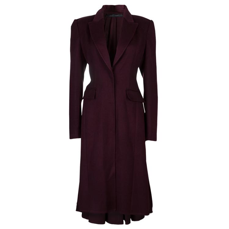 Pre Owned Elie Saab Burgundy Cashmere Coat M 