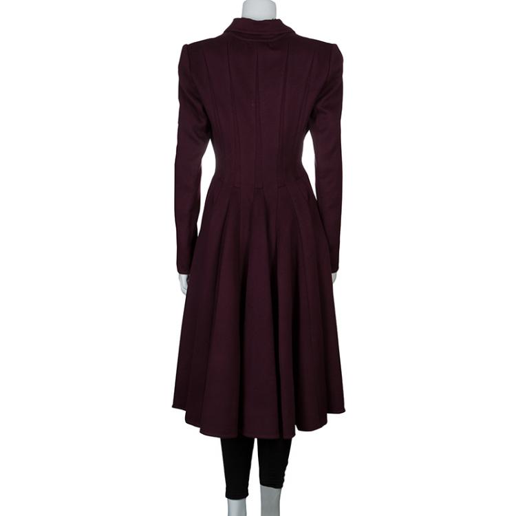 Pre Owned Elie Saab Burgundy Cashmere Coat M 