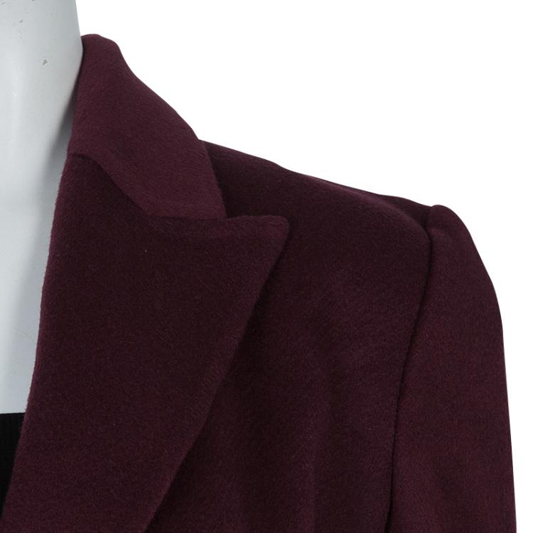 Pre Owned Elie Saab Burgundy Cashmere Coat M 