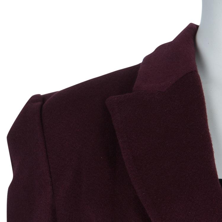 Pre Owned Elie Saab Burgundy Cashmere Coat M 