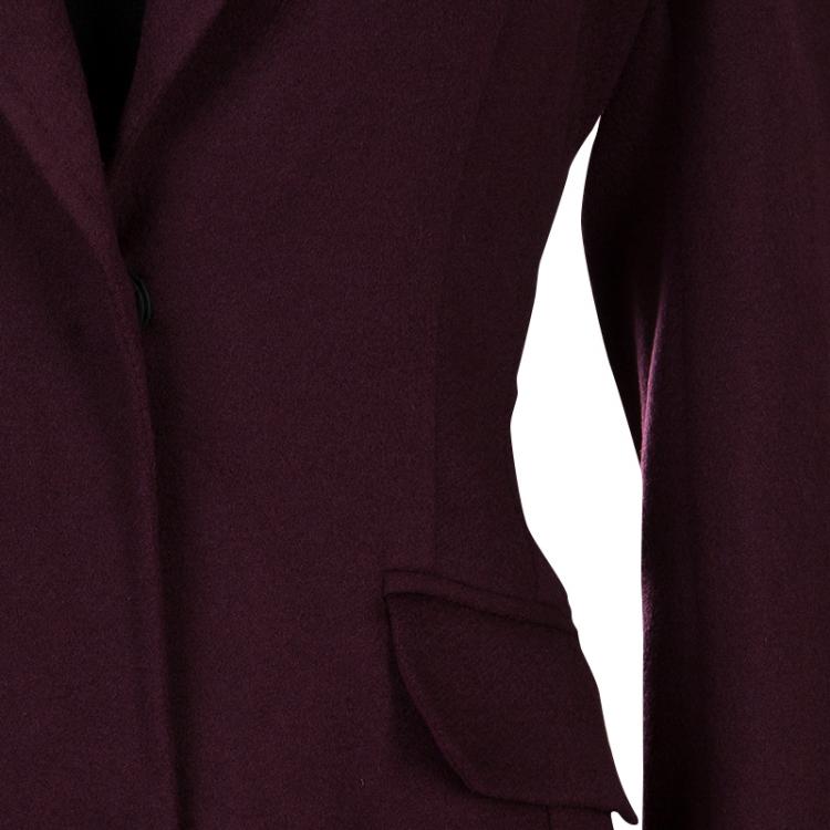 Pre Owned Elie Saab Burgundy Cashmere Coat M 