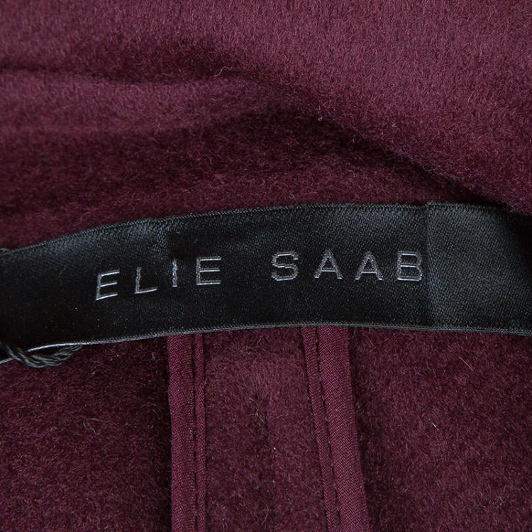 Pre Owned Elie Saab Burgundy Cashmere Coat M 