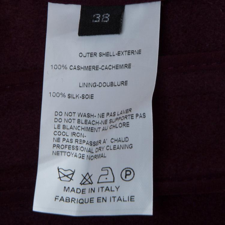 Pre Owned Elie Saab Burgundy Cashmere Coat M 