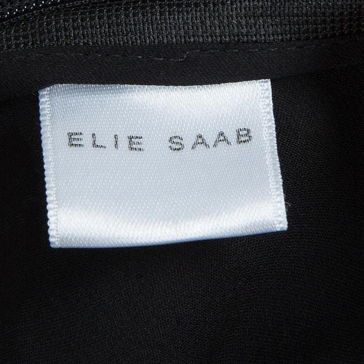 Pre Owned Elie Saab Black Mesh Overlay Sequin Embellished Top M