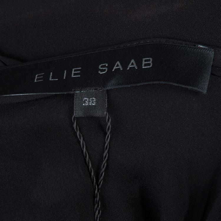 Pre Owned Elie Saab Black Mesh Overlay Sequin Embellished Top M
