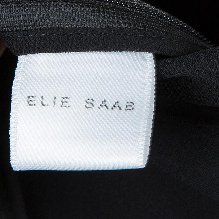 Pre Owned Elie Saab Black Mesh Overlay Sequin Embellished Top L