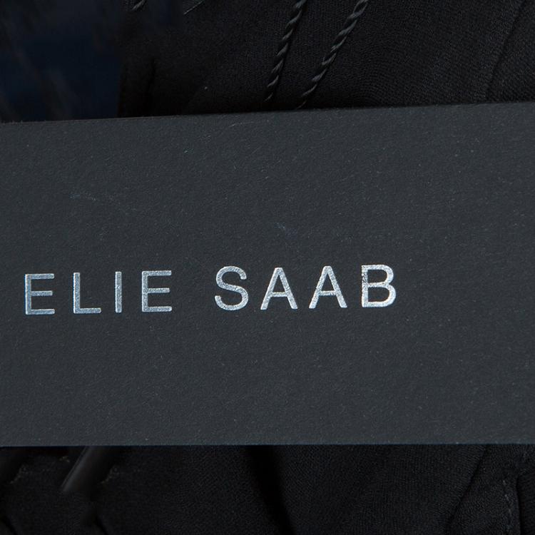 Pre Owned Elie Saab Black Mesh Overlay Sequin Embellished Top M