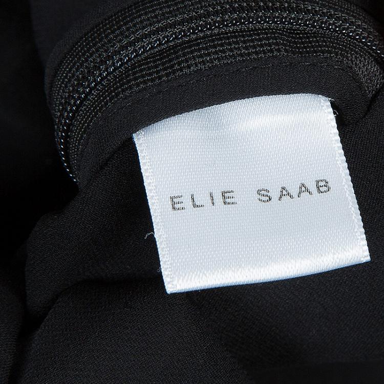 Pre Owned Elie Saab Black Mesh Overlay Sequin Embellished Top M