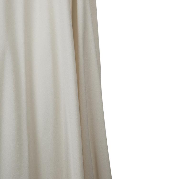Pre Owned Elie Saab Cream Double Front Slit Detail Silk Maxi Skirt S