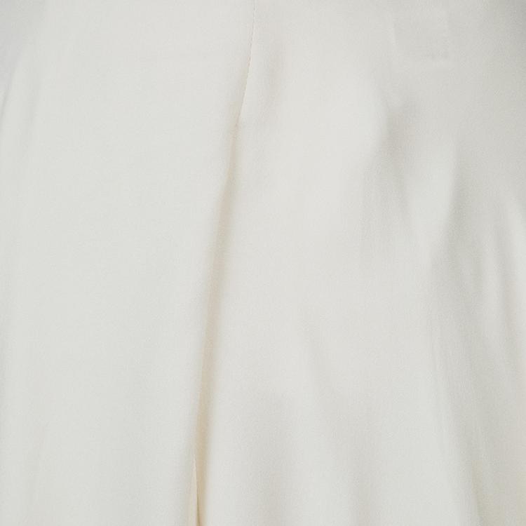 Pre Owned Elie Saab Cream Double Front Slit Detail Silk Maxi Skirt S
