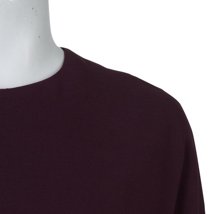 Pre Owned Elie Saab Burgundy Long Sleeve Peplum Top M