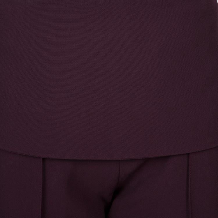 Pre Owned Elie Saab Burgundy High Waist Trousers M
