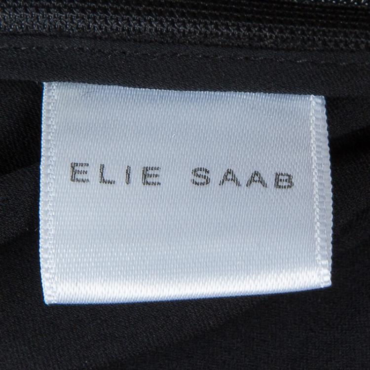Pre Owned Elie Saab Black Mesh Overlay Sequin Embellished Top S