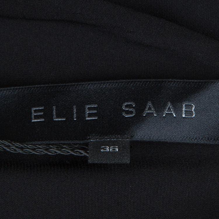 Pre Owned Elie Saab Black Mesh Overlay Sequin Embellished Top S