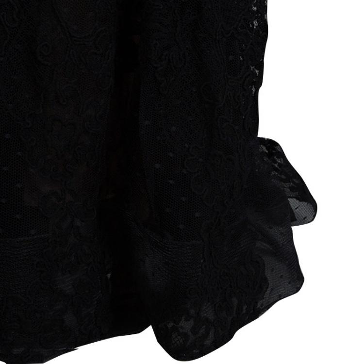 Pre Owned Elie Saab Black Lace Long Sleeve Gown S