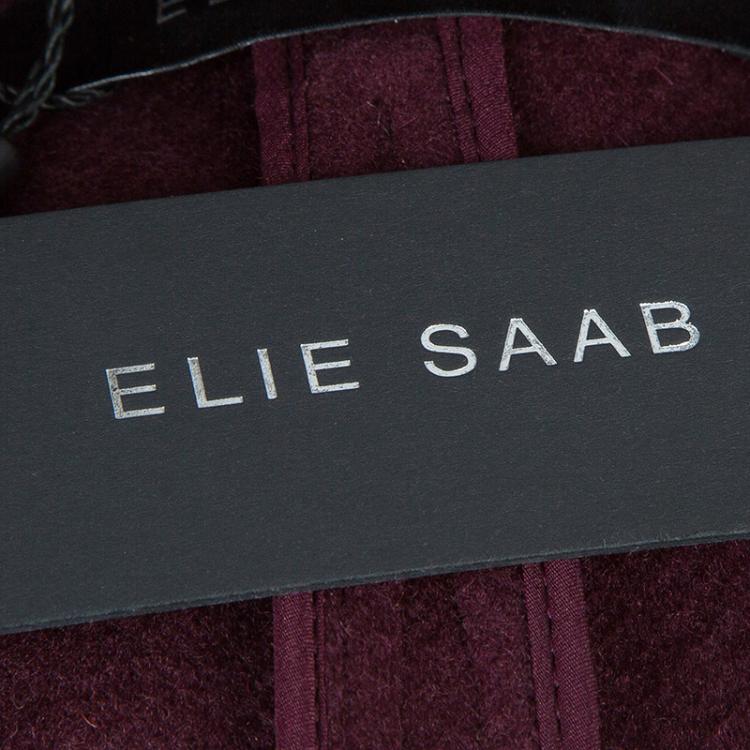 Pre Owned Elie Saab Burgundy Cashmere Coat M