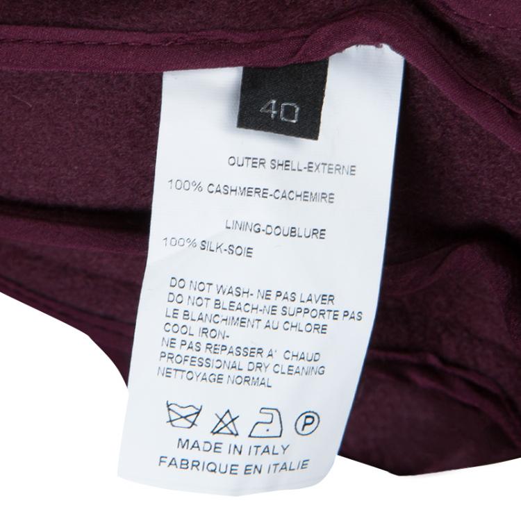Pre Owned Elie Saab Burgundy Cashmere Coat M