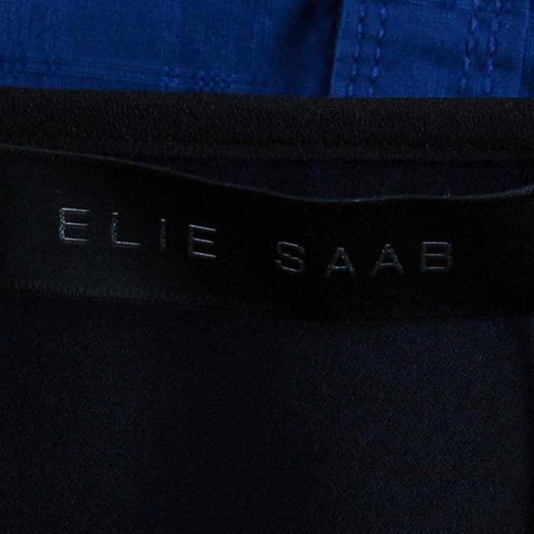 Pre Owned Elie Saab Black Lace Detail Long Sleeve Top S