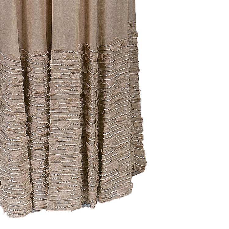 Pre Owned Elie Saab Beige Beaded Gown M