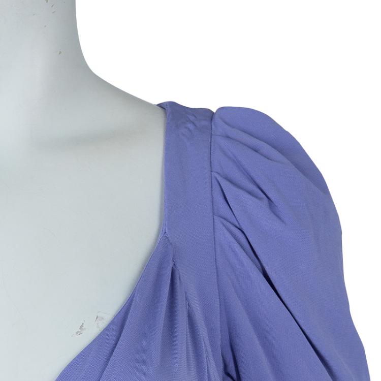 Pre Owned Elie Saab Lilac Knit Gathered Maxi Dress L