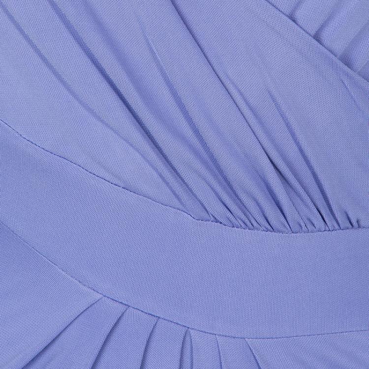 Pre Owned Elie Saab Lilac Knit Gathered Maxi Dress L
