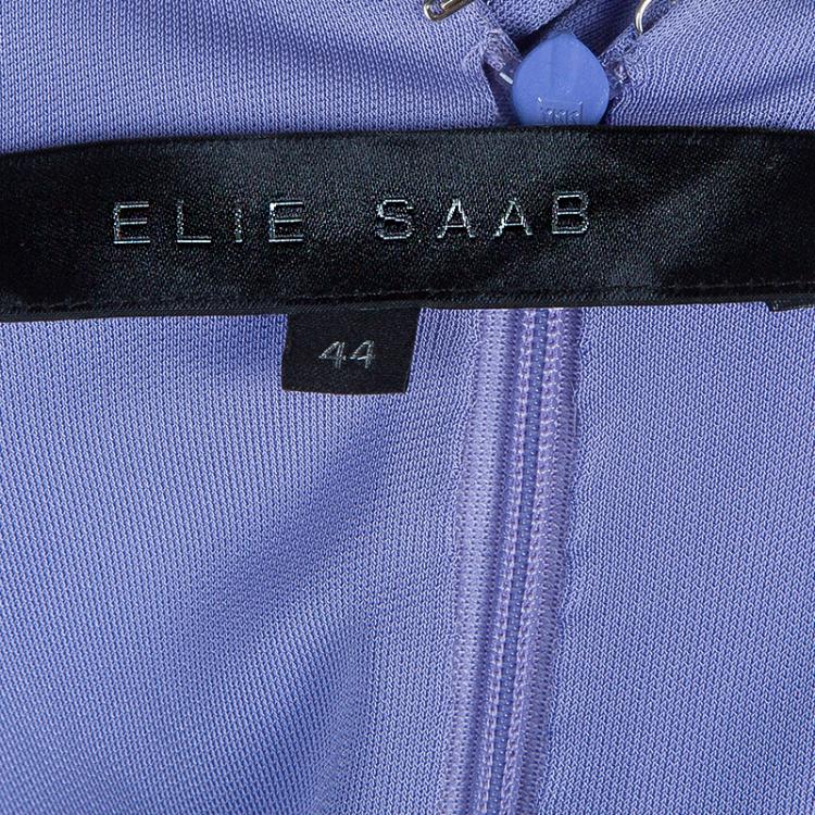 Pre Owned Elie Saab Lilac Knit Gathered Maxi Dress L