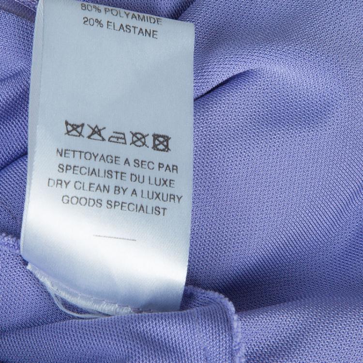 Pre Owned Elie Saab Lilac Knit Gathered Maxi Dress L