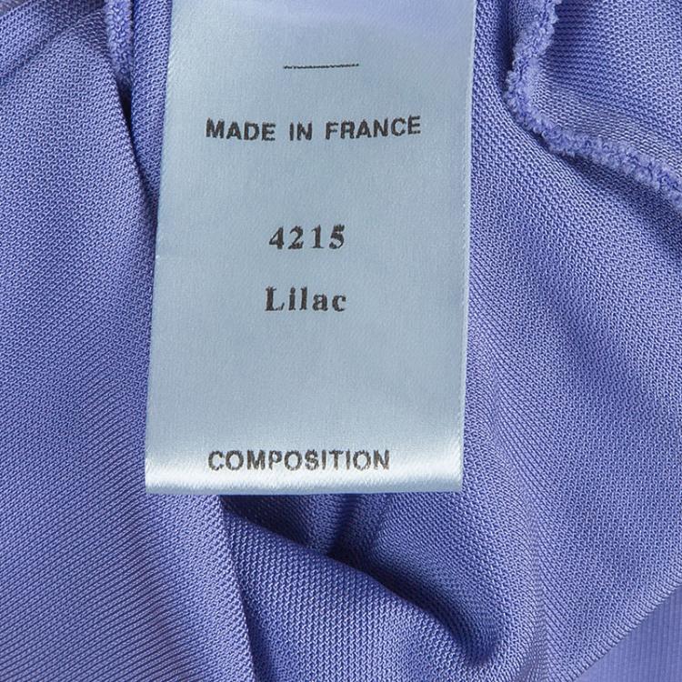 Pre Owned Elie Saab Lilac Knit Gathered Maxi Dress L