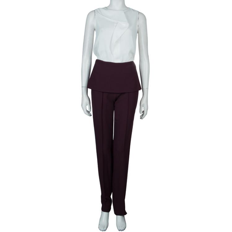 Pre Owned Elie Saab Burgundy High Waist Trousers S