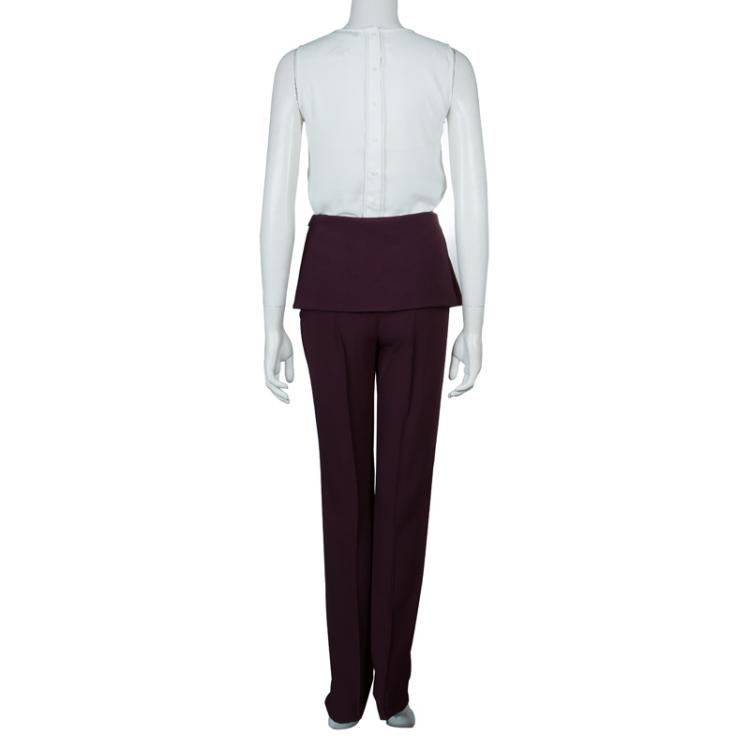 Pre Owned Elie Saab Burgundy High Waist Trousers S