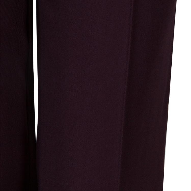 Pre Owned Elie Saab Burgundy High Waist Trousers S