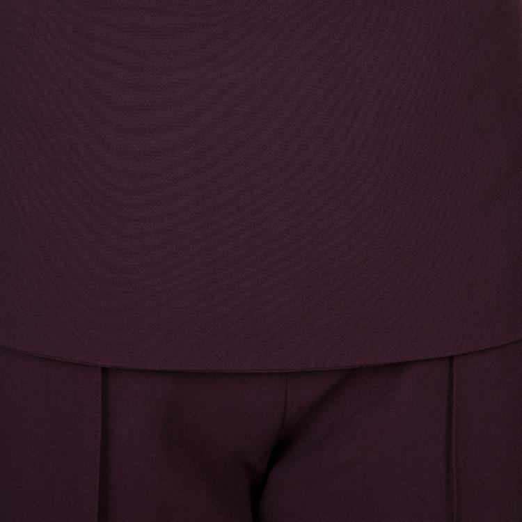 Pre Owned Elie Saab Burgundy High Waist Trousers S