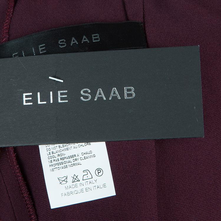 Pre Owned Elie Saab Burgundy High Waist Trousers S