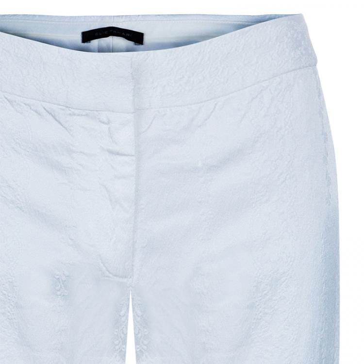 Pre Owned Elie Tahari White Textured Pants M