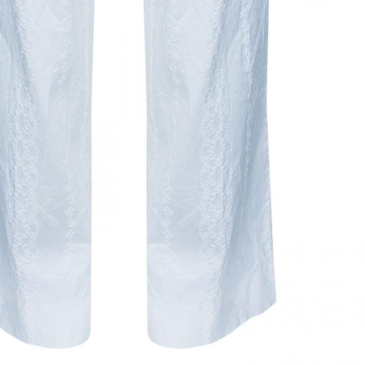 Pre Owned Elie Tahari White Textured Pants M