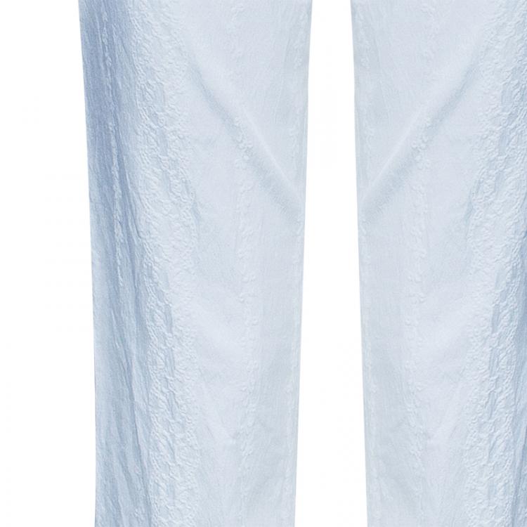 Pre Owned Elie Tahari White Textured Pants M