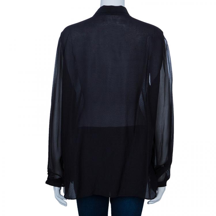Pre Owned Elie Tahari Black Embellished Shirt XL